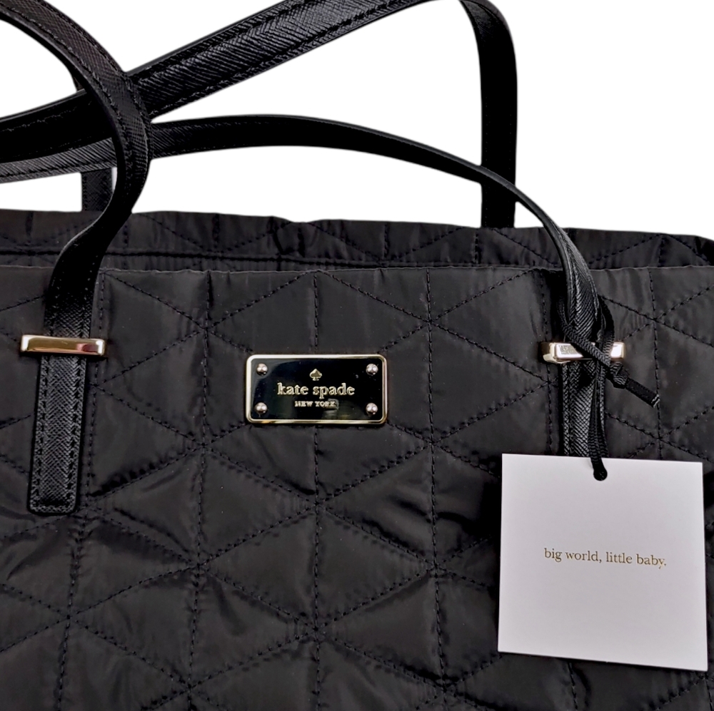 Kate Spade Black Quilted Kaylie Baby Bag Large Diaper Carrier NWT - Picture 6 of 9
